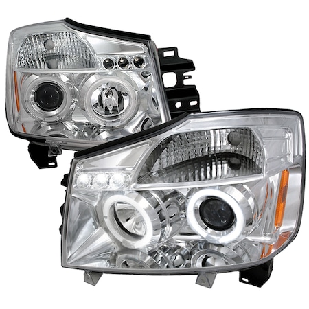 Spec-D Tuning 04-07 Nissan Titan Halo LED Projector Chrome 2LHP-TIT04-TM